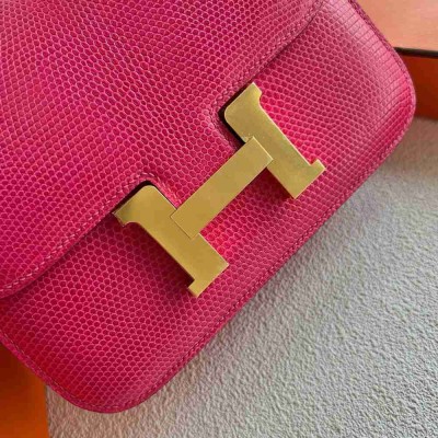 Hermes Constance 18 Handmade Bag in Fushsia Lizard Leather