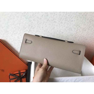 Hermes Grey Epsom Kelly Cut Handmade Bag