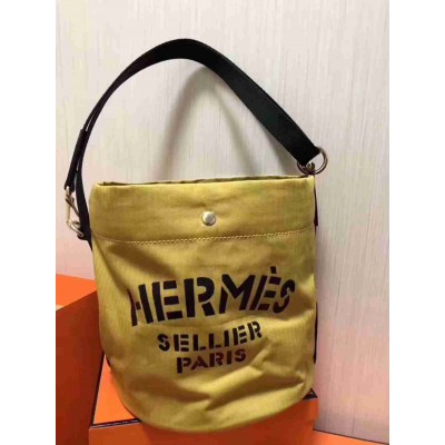 Hermes Grooming Bucket Bag In Yellow Canvas