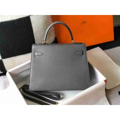 Hermes Kelly 28cm Sellier Bag In Ardoise Epsom Leather