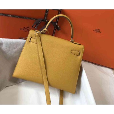 Hermes Kelly 28cm Sellier Bag In Yellow Epsom Leather