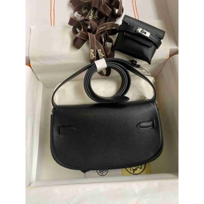 Hermes Kelly Moove Handmade Bag in Black Swift Calfskin