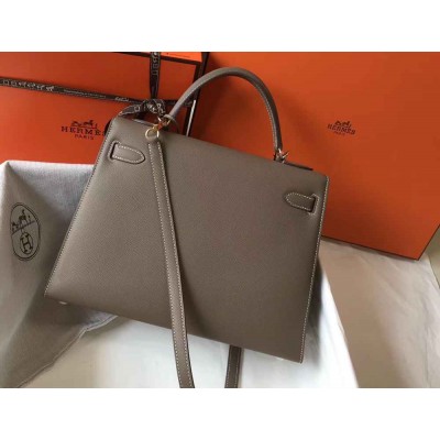 Hermes Taupe Epsom Kelly 32cm Sellier Bag