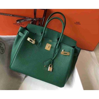 Hermes Malachite Clemence Birkin 30cm Bag