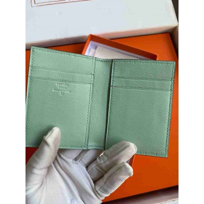 Hermes MC2 Euclide Card Holder in Vert D'eau Matte Alligator Leather