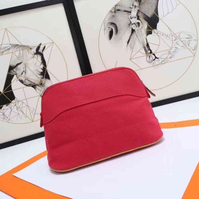 Hermes Medium Bolide Travel Case In Red Cotton