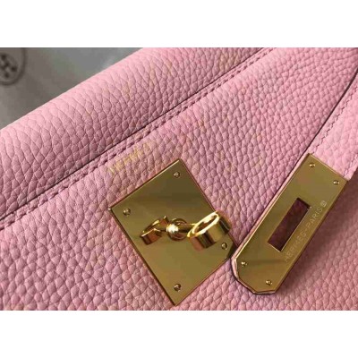 Hermes Pink Clemence Kelly 32cm Retourne Bag