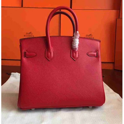 Hermes Red Birkin 25cm Epsom Handmade Bag