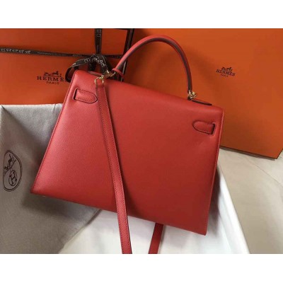 Hermes Red Epsom Kelly 32cm Sellier Bag