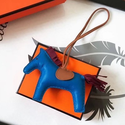 Hermes Rodeo Horse Bag Charm In Blue Camarel Ruby Leather