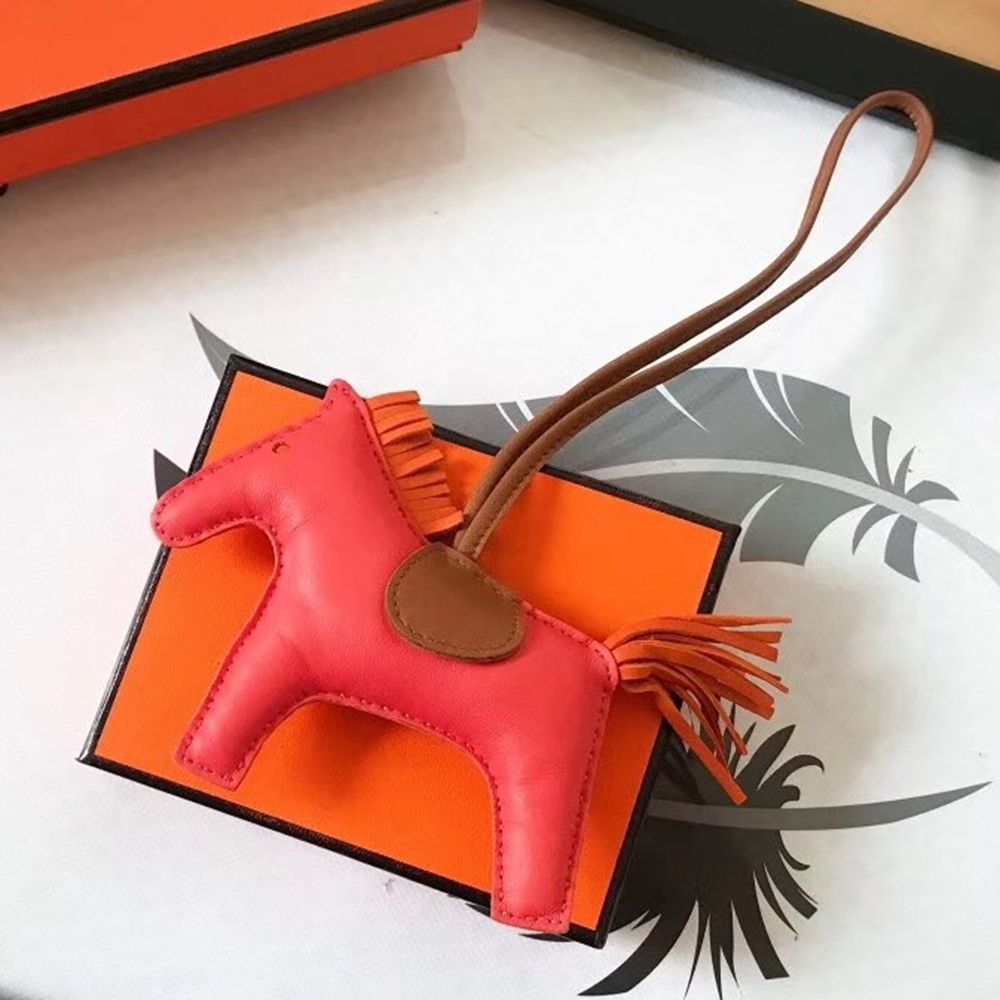 Hermes Rodeo Horse Bag Charm In Piment Camarel Orange Leather