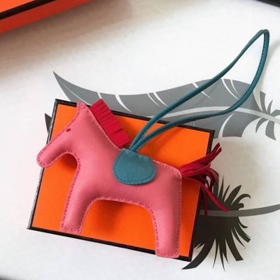 Hermes Rodeo Horse Bag Charm In Pink Blue Red Leather