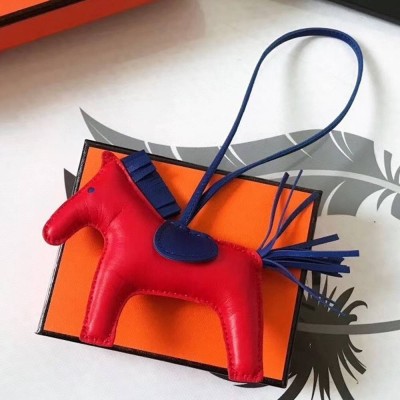 Hermes Rodeo Horse Bag Charm In Red Blue Leather
