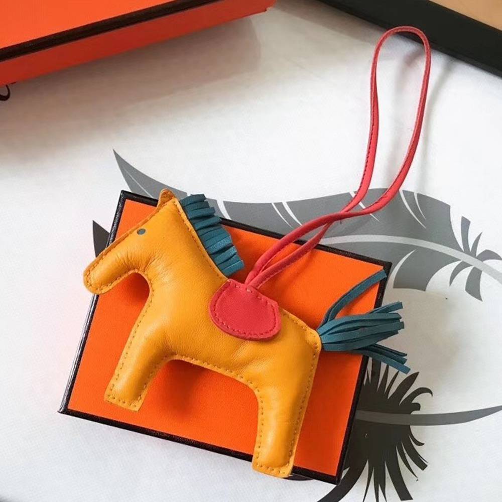 Hermes Rodeo Horse Bag Charm In Yellow Piment Green Leather