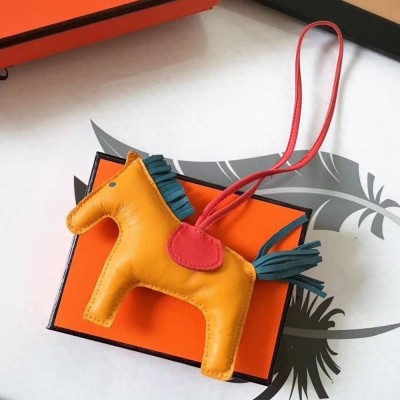 Hermes Rodeo Horse Bag Charm In Yellow Piment Green Leather