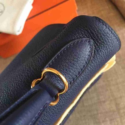 Hermes Sapphire Clemence Kelly Retourne 32cm Handmade Bag