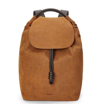 Loewe Flamenco Backpack in Brown Suede Calfskin