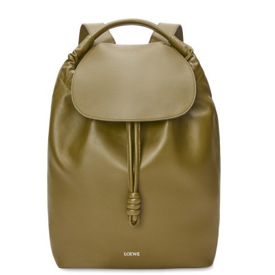 Loewe Flamenco Backpack in Olive Supple Calfskin