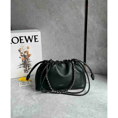 Loewe Medium Flamenco Purse in Black Deerskin