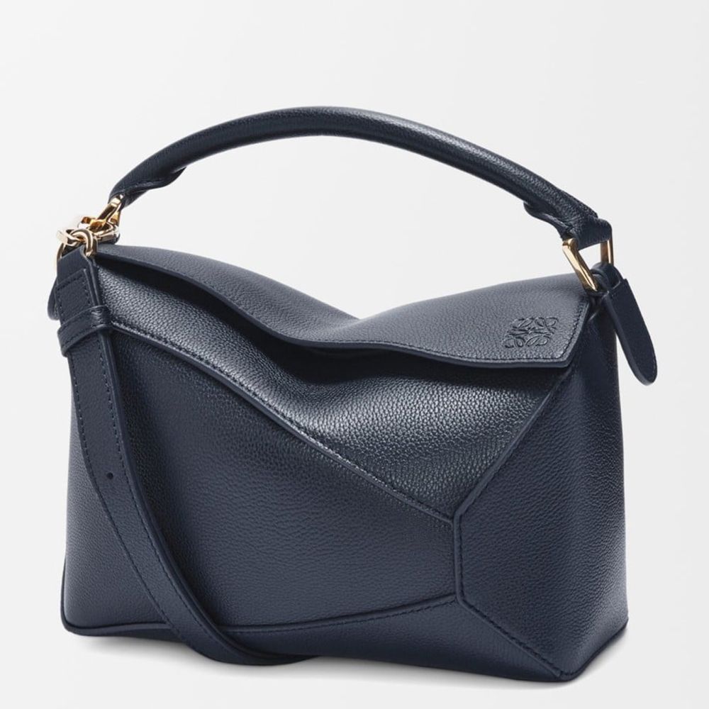 Loewe Puzzle Edge Small Bag in Navy Blue Soft Grained Leather