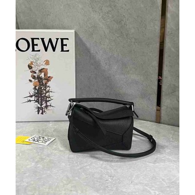 Loewe Puzzle Mini Bag in Black Soft Grained Calfskin