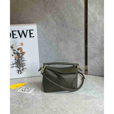 Loewe Puzzle Mini Bag in Khaki Green Classic Calfskin
