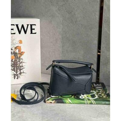 Loewe Puzzle Mini Bag in Navy Blue Soft Grained Calfskin