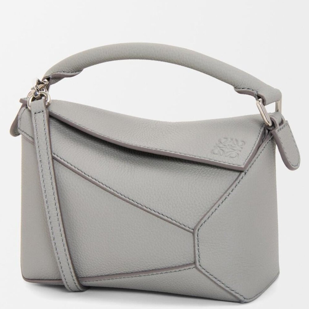 Loewe Puzzle Mini Bag in Pearl Grey Soft Grained Calfskin