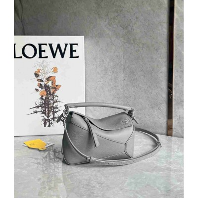 Loewe Puzzle Mini Bag in Pearl Grey Soft Grained Calfskin