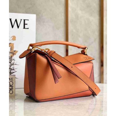 Loewe Puzzle Small Bag In Multicolour Orange Calfskin
