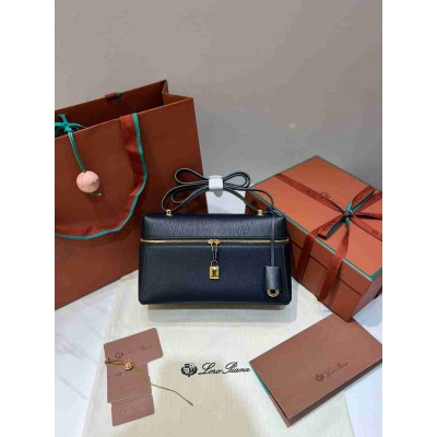 Loro Piana Extra Bag L27 in Navy Blue Calfskin