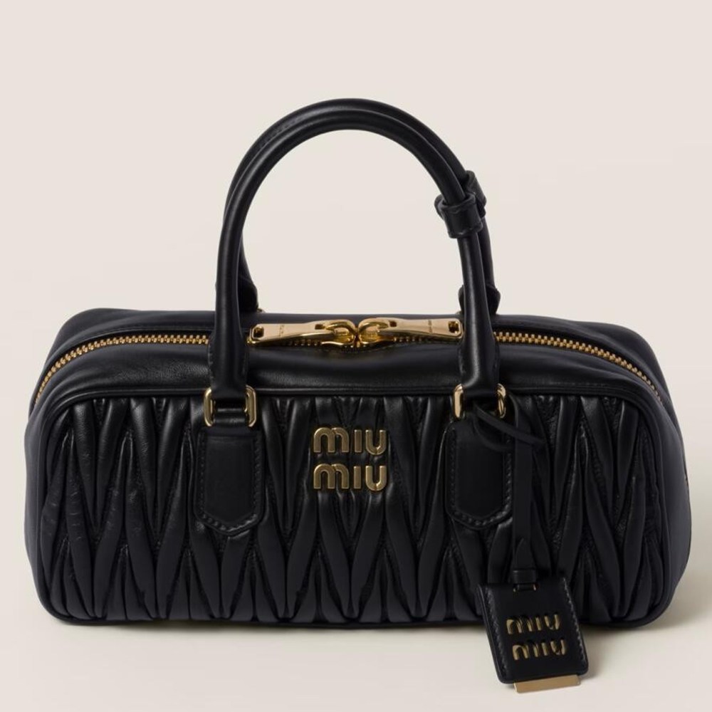 Miu Miu Arcadie Large Bag in Black Matelasse Leather