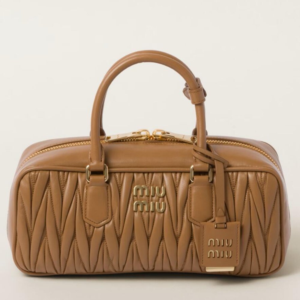 Miu Miu Arcadie Large Bag in Caramel Matelasse Leather
