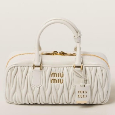 Miu Miu Arcadie Large Bag in White Matelasse Leather