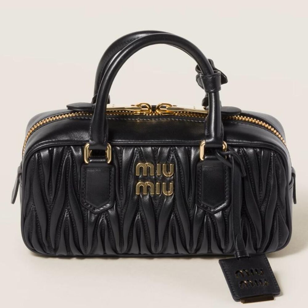 Miu Miu Arcadie Medium Bag in Black Matelasse Leather