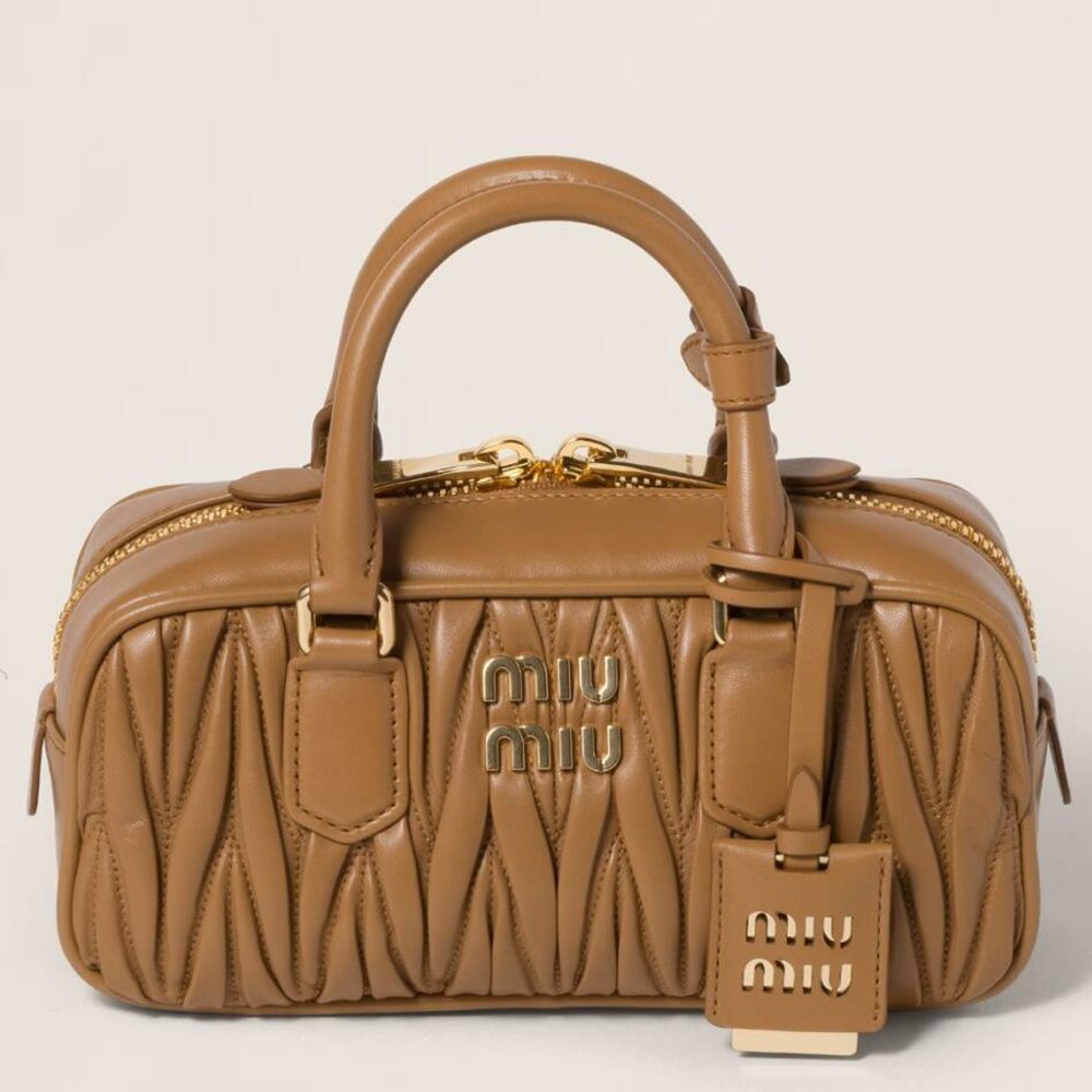 Miu Miu Arcadie Medium Bag in Caramel Matelasse Leather