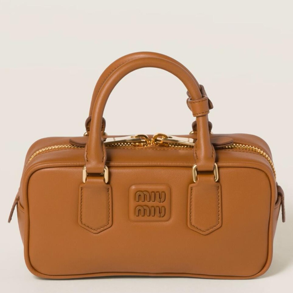 Miu Miu Arcadie Medium Bag in Cognac Leather