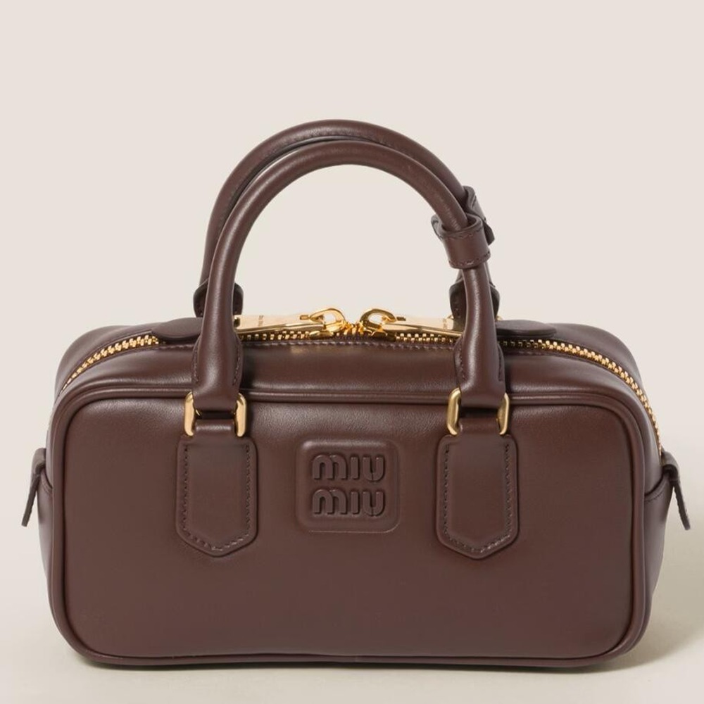 Miu Miu Arcadie Medium Bag in Dark Brown Leather