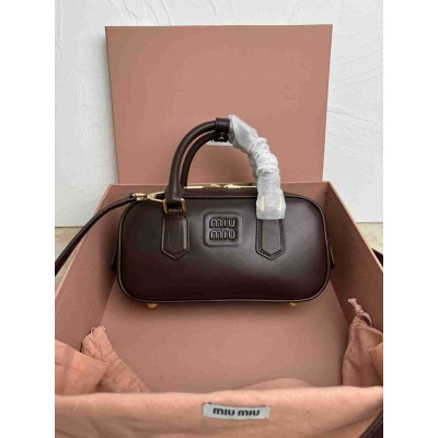Miu Miu Arcadie Medium Bag in Dark Brown Leather