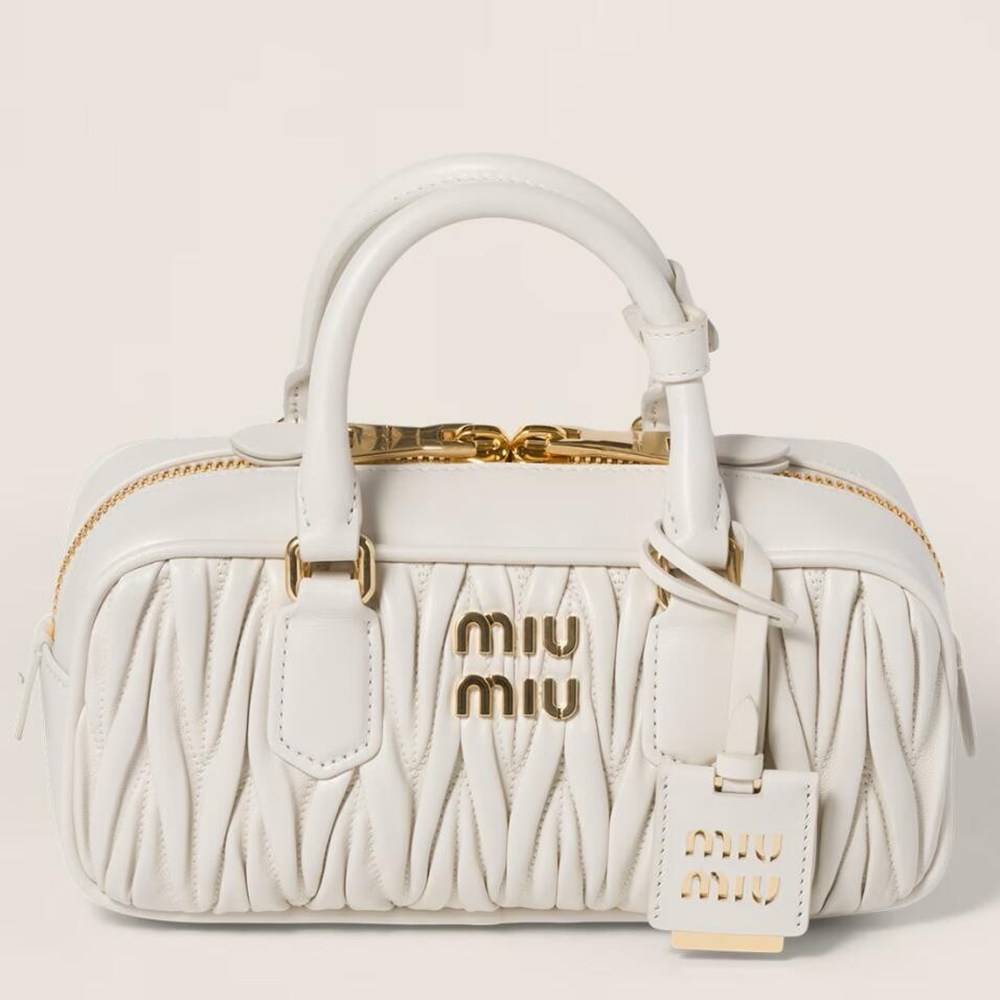Miu Miu Arcadie Medium Bag in White Matelasse Leather