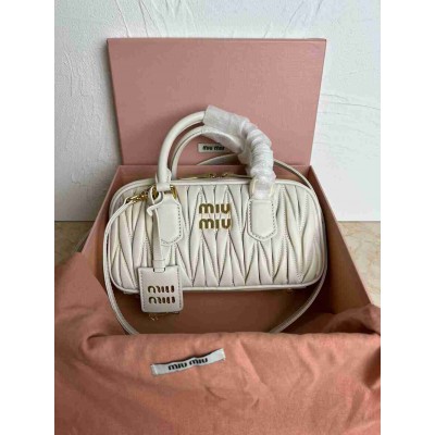 Miu Miu Arcadie Medium Bag in White Matelasse Leather