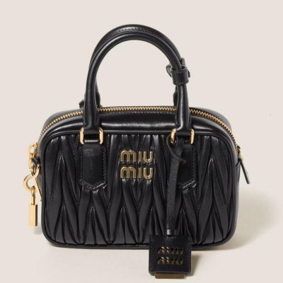 Miu Miu Arcadie Small Bag in Black Matelasse Leather