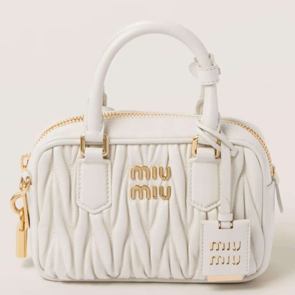 Miu Miu Arcadie Small Bag in White Matelasse Leather