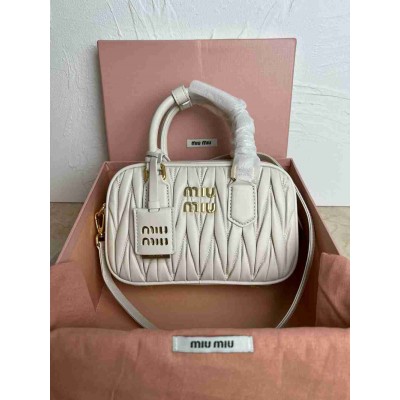 Miu Miu Arcadie Small Bag in White Matelasse Leather