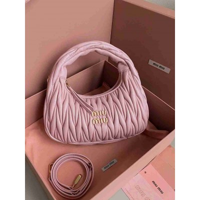 Miu Miu Wander Hobo Bag in Pink Matelasse Leather
