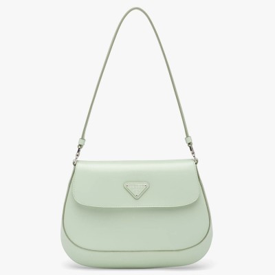 Prada Aqua Brushed Leather Cleo Shoulder Bag with Flap