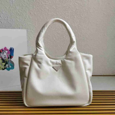 Prada Medium Tote Bag in White Nappa Leather