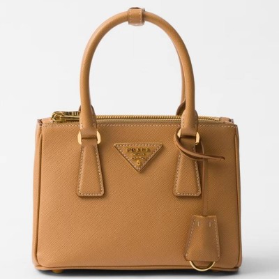 Prada Mini Galleria Bag in Brown Saffiano Leather