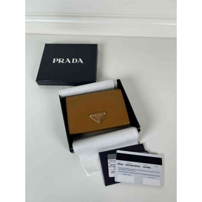 Prada Small Wallet in Caramel Saffiano Calfskin
