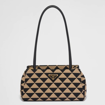Prada Supernova Small Shoulder Bag In Black Beige Fabric